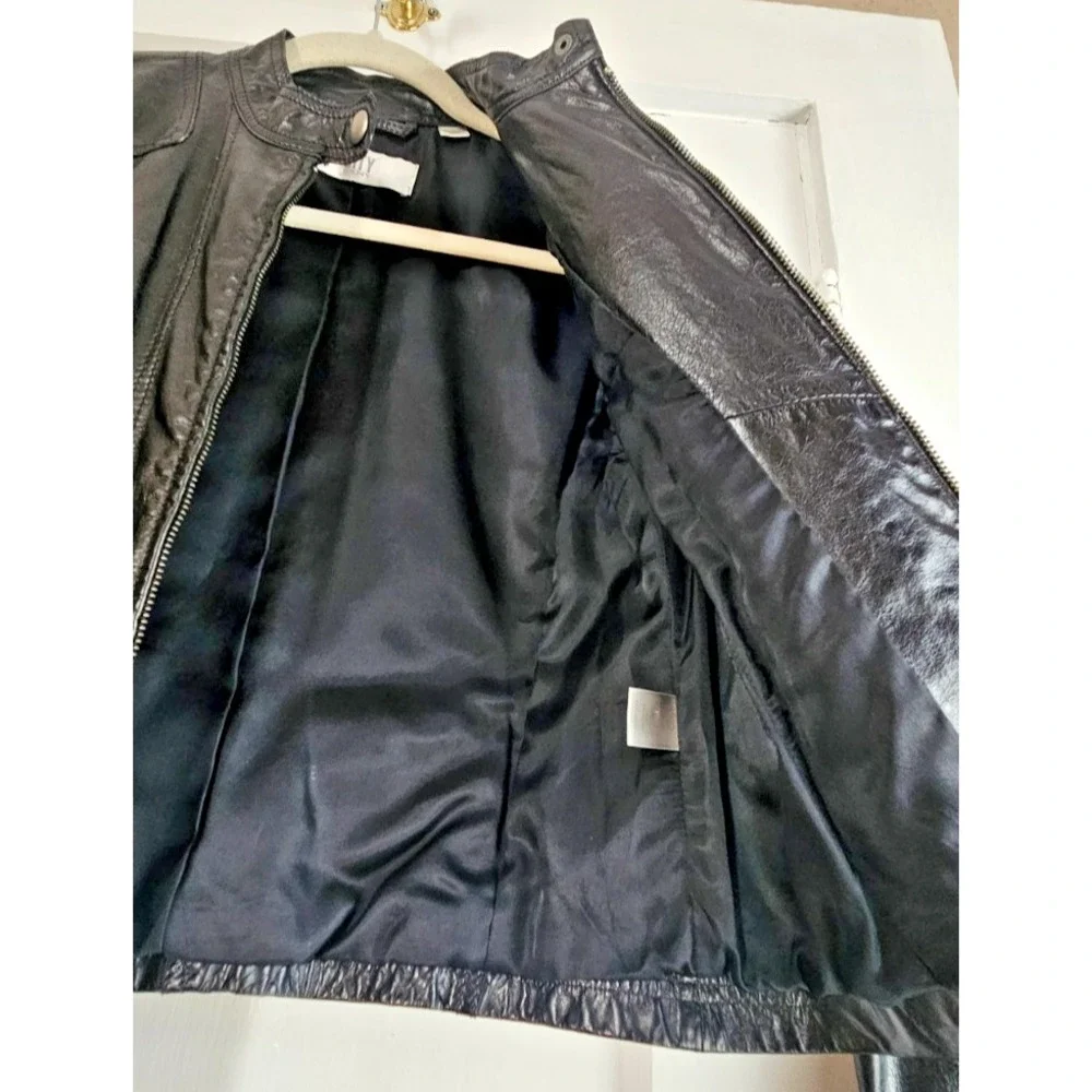 Vintage‎ CITY DKNY biker genuine leather jacket lined women's 8P